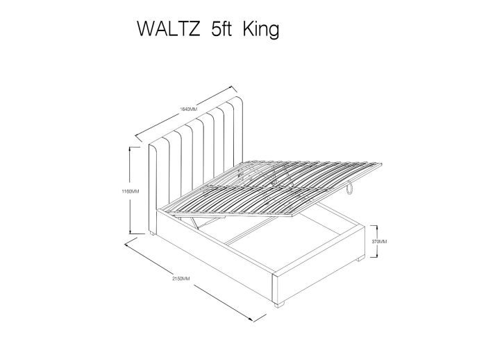 Waltz Double Fabric Ottoman Bed Grey