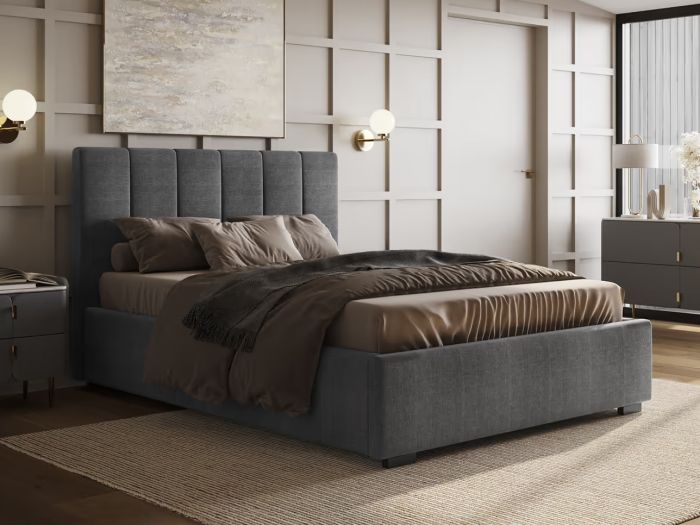 Waltz Fabric Ottoman Bed Grey